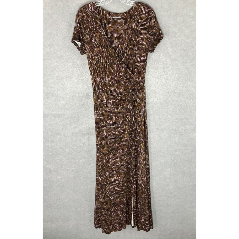Soft Surroundings Dress Womens Sz S Earth Tone Faux Wrap Flowy Maxi Boho